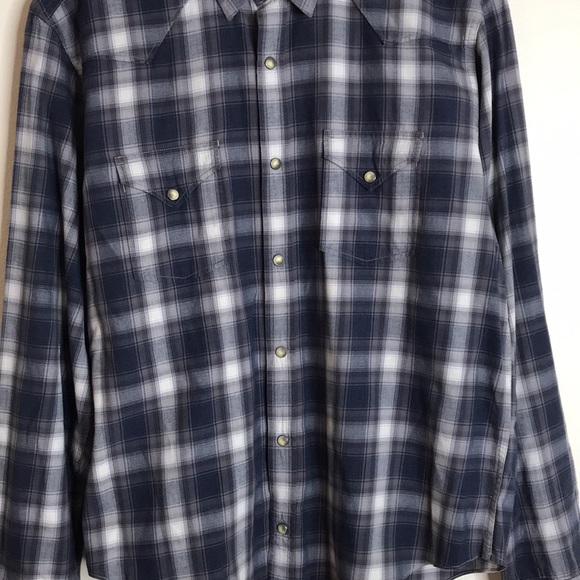 Lucky brand sportswear mens western snap button plaid long sleeve shirt size L - Picture 2 of 12